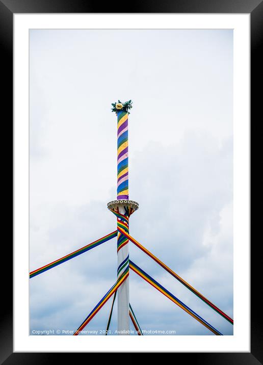 Traditional English Maypole Wth Coloured Ribbons Framed Mounted Print by Peter Greenway