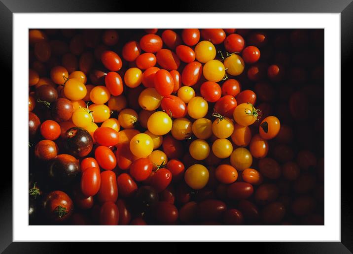 Texture of many cherry tomatoes Framed Mounted Print by Sol Cantero