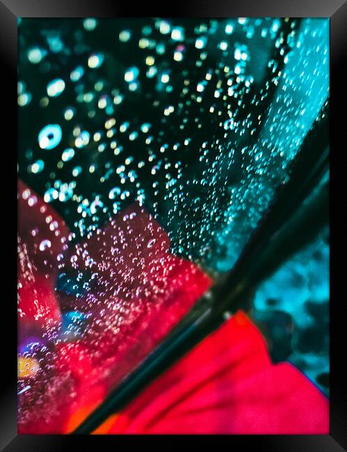 Vibrant background of water drops in a shower Framed Print by Sol Cantero