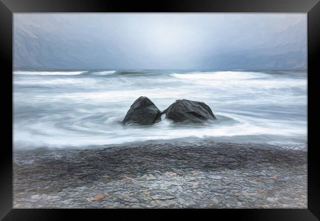 Pacific Ocean Two Rocks Framed Print by Chuck Koonce