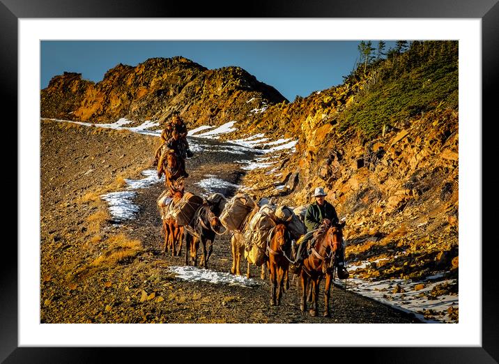 Hunters on horseback Framed Mounted Print by Chuck Koonce