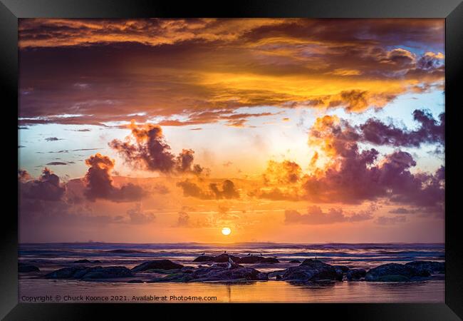 Pacific Ocean Sunset Framed Print by Chuck Koonce
