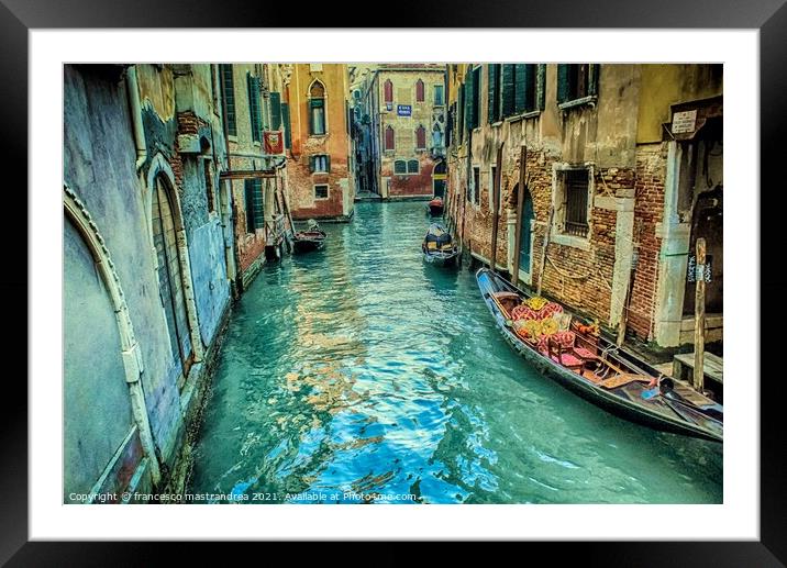 Venice Canal Framed Mounted Print by francesco mastrandrea
