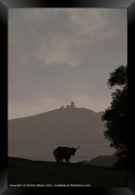 Majestic Highland Cow and Brentor Church Framed Print by Martin Yiannoullou