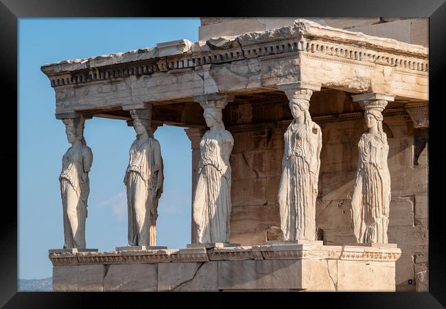 Caryatid porch of the Erechtheion temple in Acropolis of Athens Greece Framed Print by Mirko Kuzmanovic