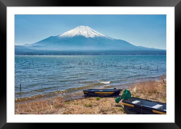 Iconic view of Lake Yamanaka and Mt. Fuji in the background, Japan Framed Mounted Print by Mirko Kuzmanovic