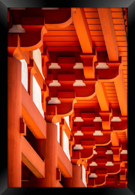 Traditional beams and joists of an old Buddhist temple at the Koyasan in Japan Framed Print by Mirko Kuzmanovic