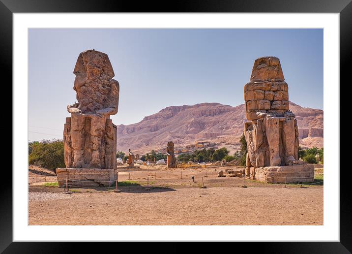 Colossi of Memnon, massive stone statues of the Pharaoh Amenhotep III in Luxor, Egypt. Framed Mounted Print by Mirko Kuzmanovic