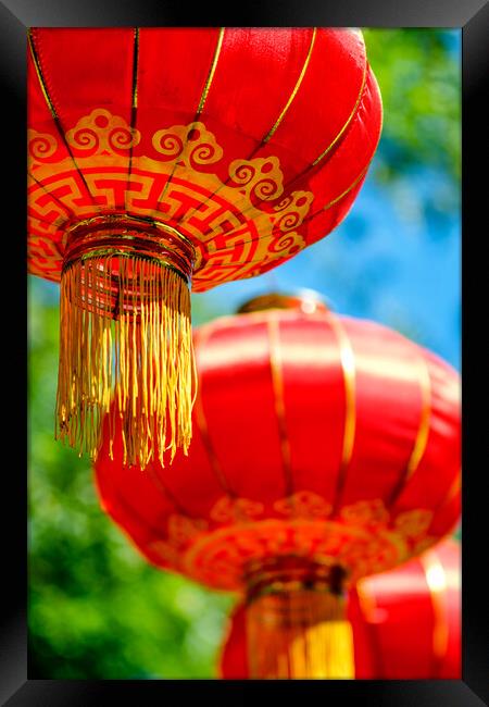 Red lanterns hanging in celebration of the National Day of China in Beijing Framed Print by Mirko Kuzmanovic