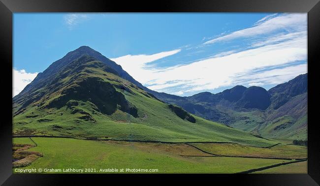 Peaks surrounding Gatesgarth at Buttermere, Lake District Framed Print by Graham Lathbury