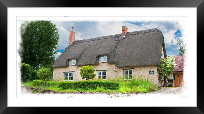 Thatched Cottage, Cotswolds. Framed Mounted Print by Graham Lathbury