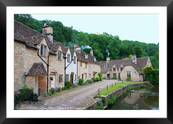 Castle Combe Cottages Framed Mounted Print by Graham Lathbury