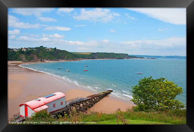 Tenby Beach and old Lifeboat House Framed Print by Graham Lathbury