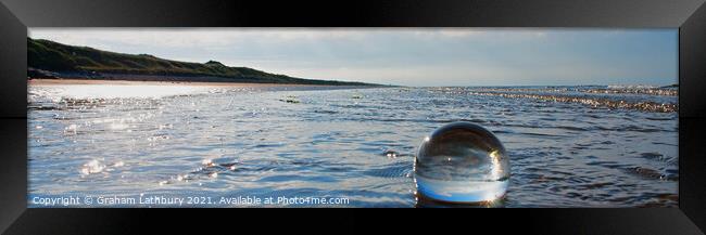 Lens-ball Deserted Pendine Sands Beach Framed Print by Graham Lathbury