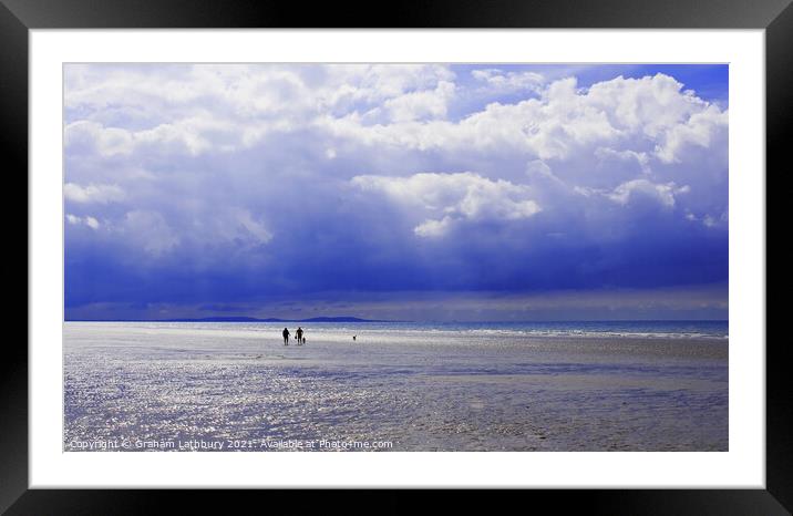 Lone Couple on Pendine Sands Framed Mounted Print by Graham Lathbury