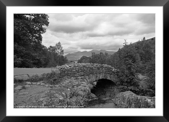 Monochrome Ashness Bridge, Lake District Framed Mounted Print by Graham Lathbury