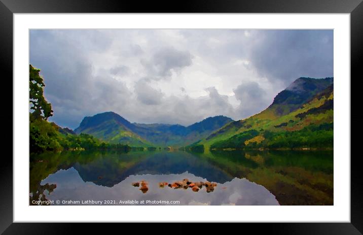 Buttermere Lake District watercolour Framed Mounted Print by Graham Lathbury