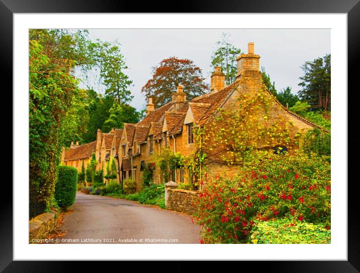 Castle Combe Cottages, Cotswolds Framed Mounted Print by Graham Lathbury