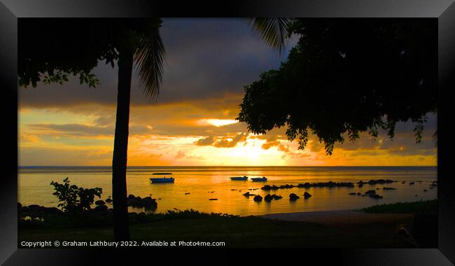Mauritius Sunset Framed Print by Graham Lathbury