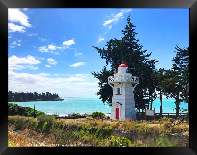 Blackett's Lighthouse, New Zealand Framed Print by Graham Lathbury
