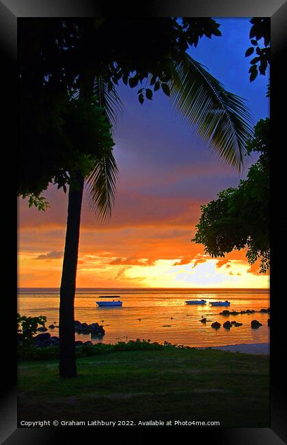 Mauritius Beach Sunset Framed Print by Graham Lathbury