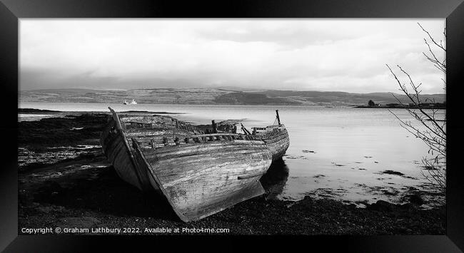 Monochrome Boats, Salen, Isle of Mull Framed Print by Graham Lathbury