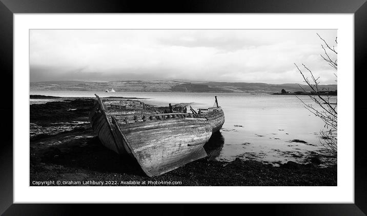 Monochrome Boats, Salen, Isle of Mull Framed Mounted Print by Graham Lathbury