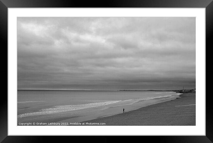 Lone Walker on Brighton Beach Framed Mounted Print by Graham Lathbury
