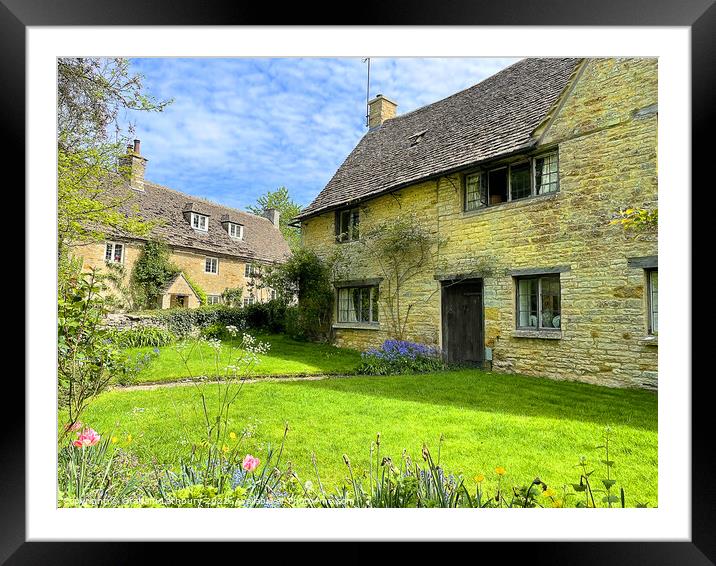 Cotswolds Cottages Framed Mounted Print by Graham Lathbury