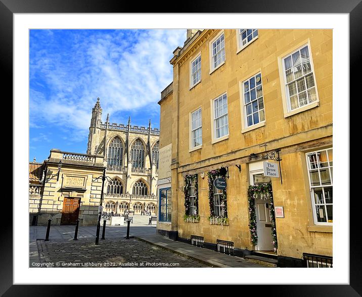 Bath Abbey & side streets Framed Mounted Print by Graham Lathbury