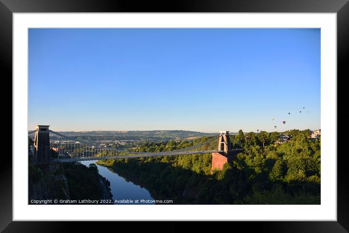 Balloons over Clifton Suspension Bridge #1 Framed Mounted Print by Graham Lathbury