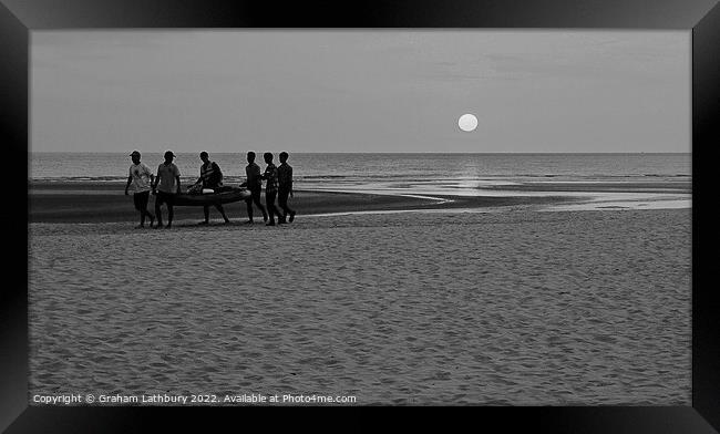 Catching The Last Wave Framed Print by Graham Lathbury