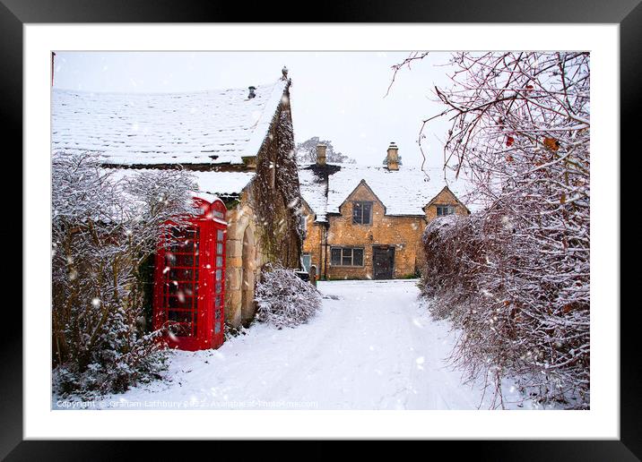 Castle Combe in winter Framed Mounted Print by Graham Lathbury