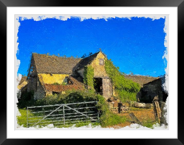 Cotswolds Barn Framed Mounted Print by Graham Lathbury