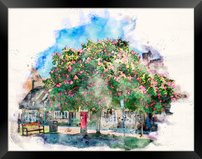 Broadway Cotswolds Watercolour Framed Print by Graham Lathbury