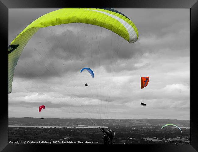 Paragliders Framed Print by Graham Lathbury