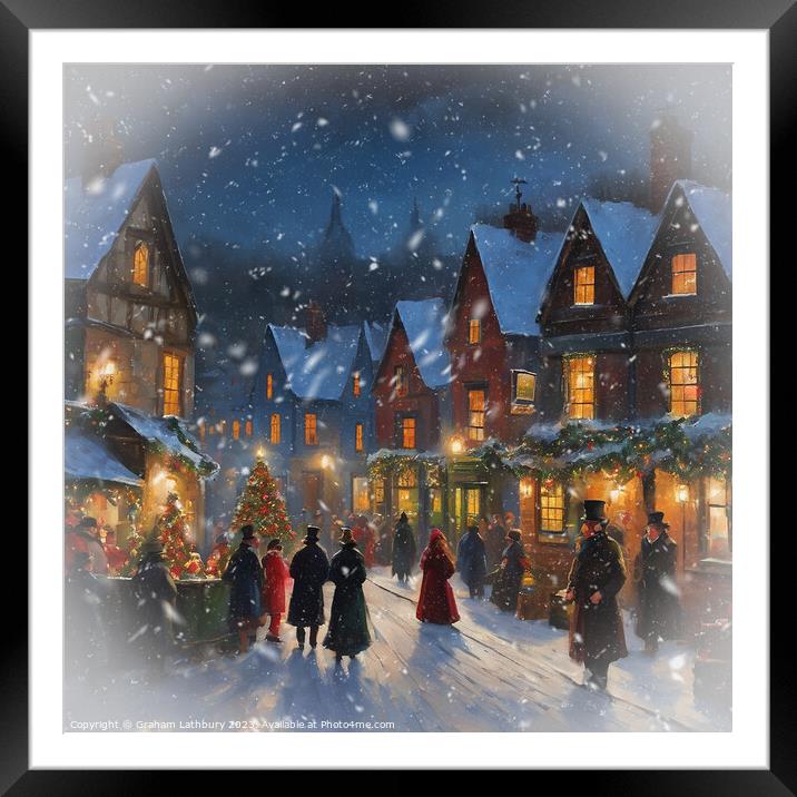 Dickensian Christmas Scene Framed Mounted Print by Graham Lathbury