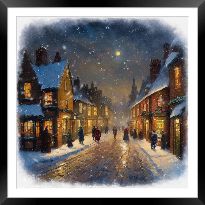 Dickensian Christmas Scene Framed Mounted Print by Graham Lathbury