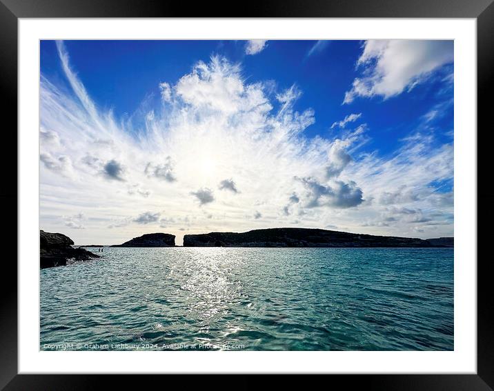 Blue Lagoon Comino Malta Framed Mounted Print by Graham Lathbury