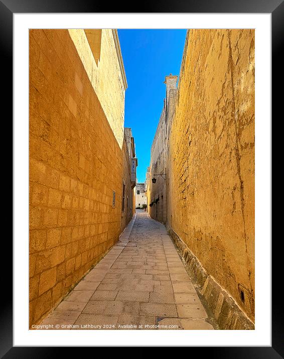 Mdina, Malta,  Side Street Framed Mounted Print by Graham Lathbury