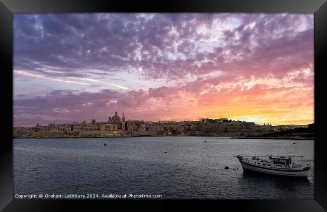 Valletta Sunset Malta Framed Print by Graham Lathbury