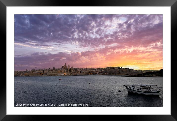 Valletta Sunset Malta Framed Mounted Print by Graham Lathbury