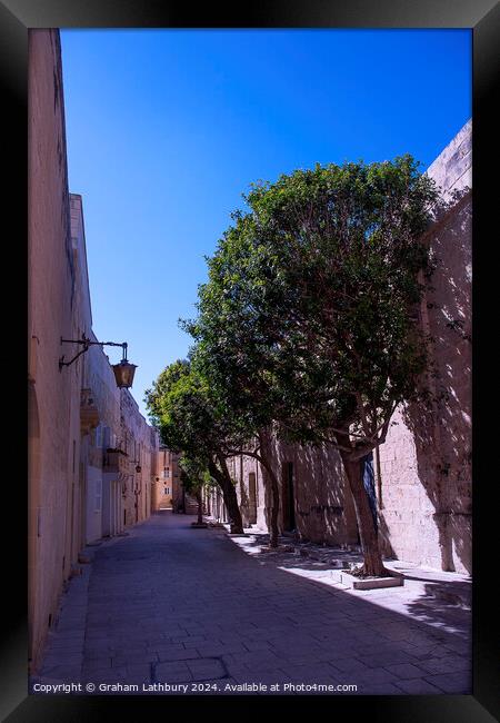 Mdina Side Street, Malta Framed Print by Graham Lathbury