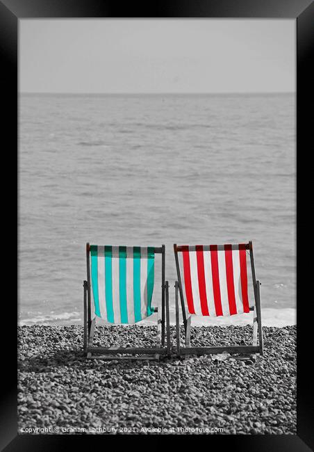 Deck Chairs on Brighton beach Framed Print by Graham Lathbury