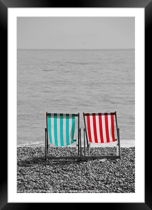 Deck Chairs on Brighton beach Framed Mounted Print by Graham Lathbury