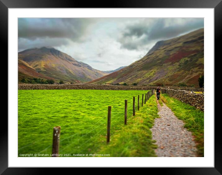 Lone Walker in Wasdale, Lake District Framed Mounted Print by Graham Lathbury