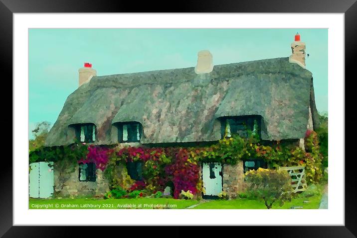 Cotswolds Thatched Cottage Framed Mounted Print by Graham Lathbury