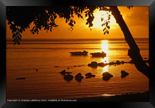 Sunset Mauritius Framed Print by Graham Lathbury