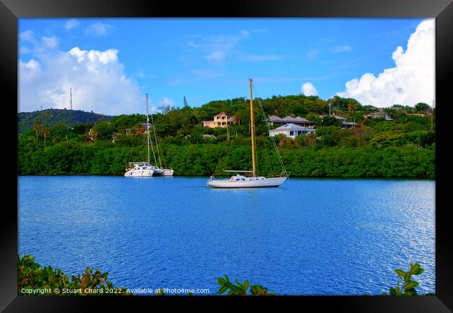 Yachts in the caribbean Framed Print by Stuart Chard