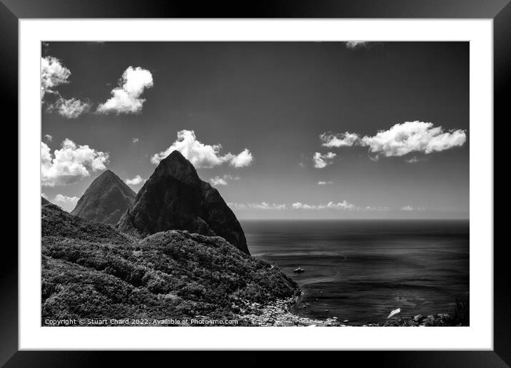 The Pitons and Soufriere Bay on St Lucia Framed Mounted Print by Stuart Chard